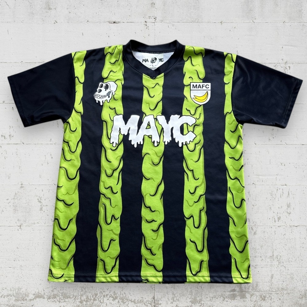 MAFC Men's Mutant Ape Yacht Club MAYC Soccer Jersey Black Green Slime Size L